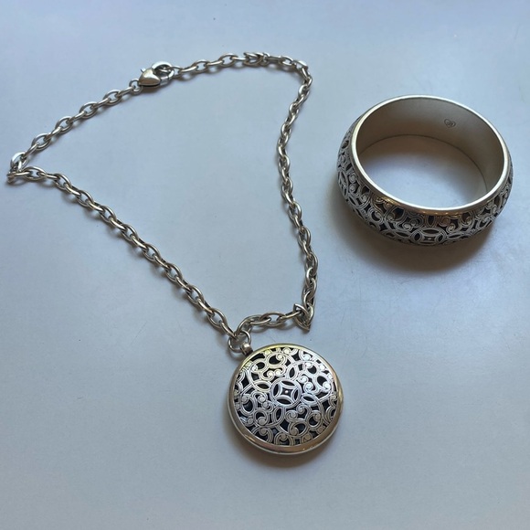 Brighton Serendipity Necklace and Bangle Chunky‎ Set Sterling Silver Bracelet - Picture 1 of 11